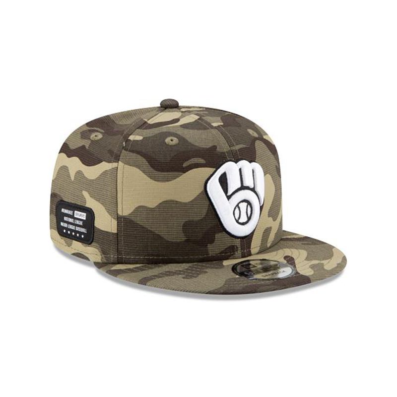 MLB Milwaukee Brewers Armed Forces Weekend 9Fifty Snapback (PNY0579) - Green New Era Caps